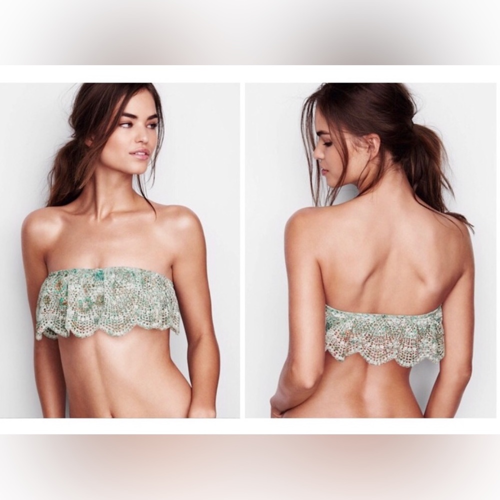 Victoria’s Secret floral lace flounce bandeau bra (medium)